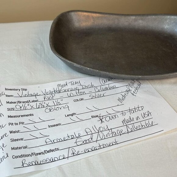 Vintage Wilton Armetale Small Oblong Serving Bowl Pub Renaissance Props - Picture 2 of 5